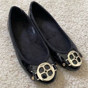Iman black patent ballet flats